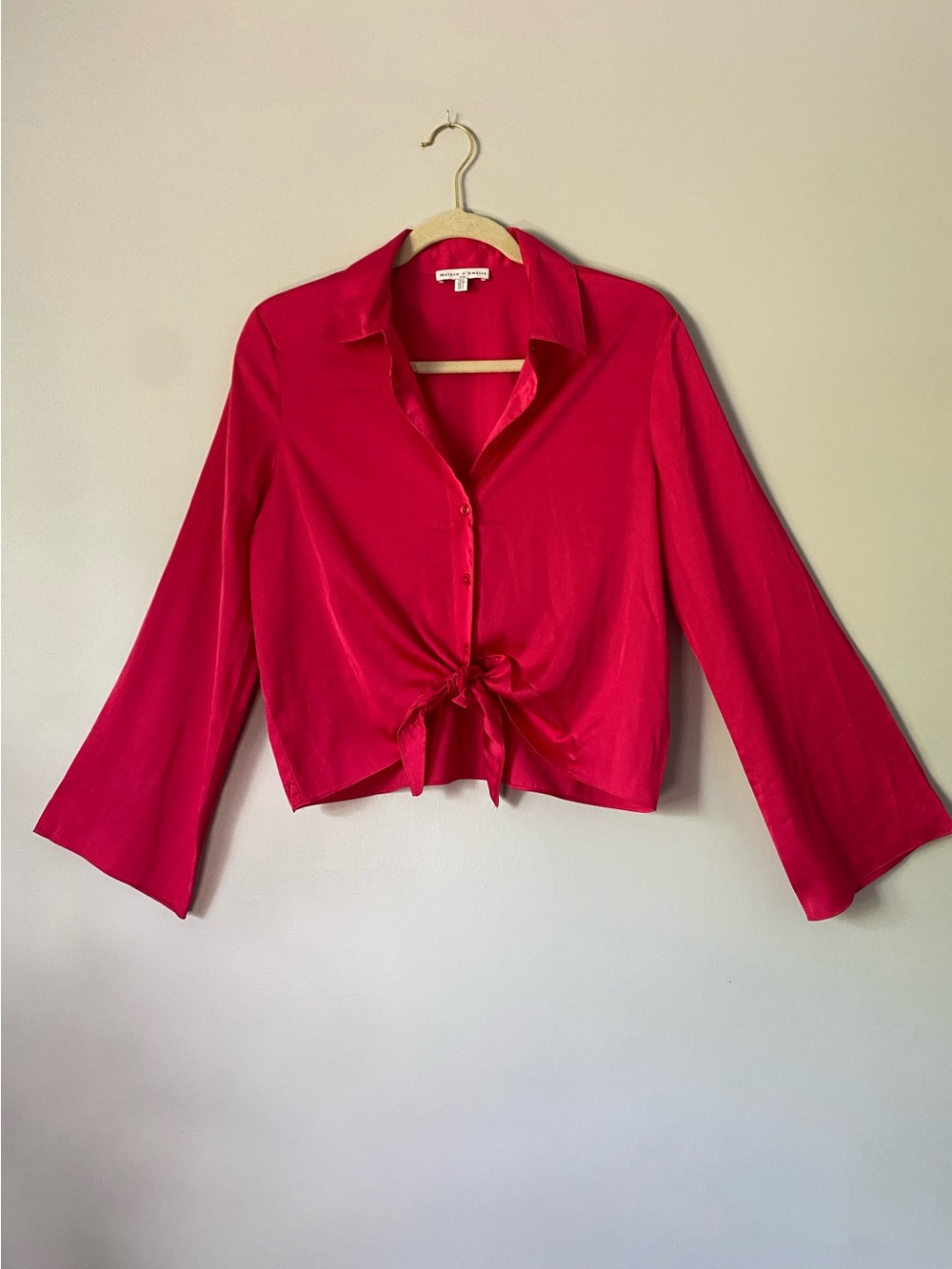 Maison d’Amélie Paris Hot Pink Bell Sleeve Tie-Front Blouse